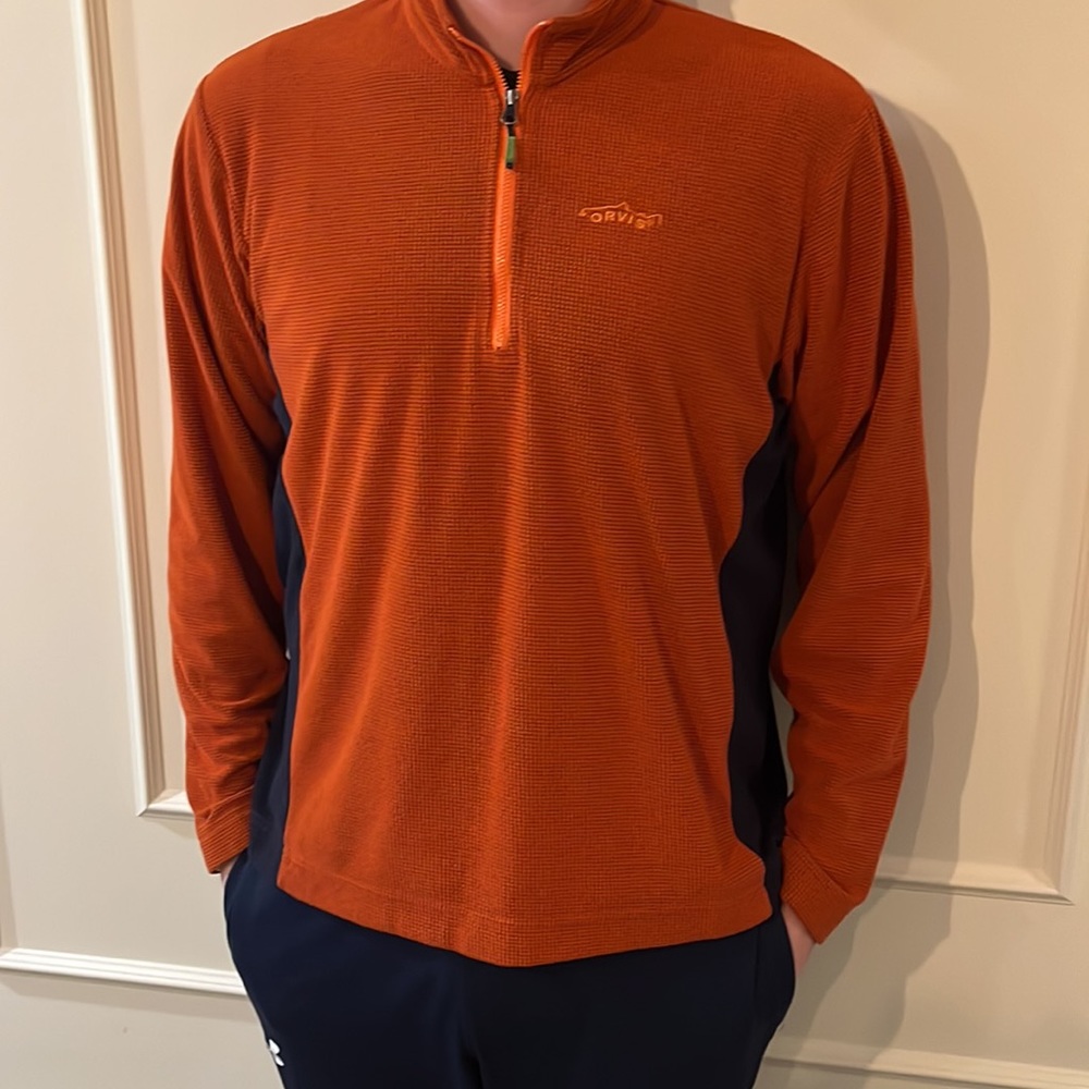 Orange Orvis Polyester Lightweight Pullover